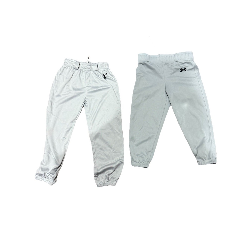 Lot Of 2 Baseball Pants Traditional Youth Elastic Junior‎ 8-9 Gray G